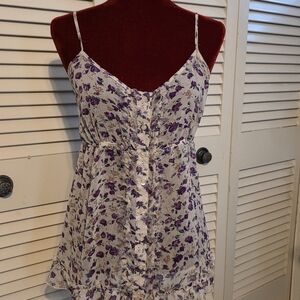 Express Purple and Cream Sheer Floral Camisole